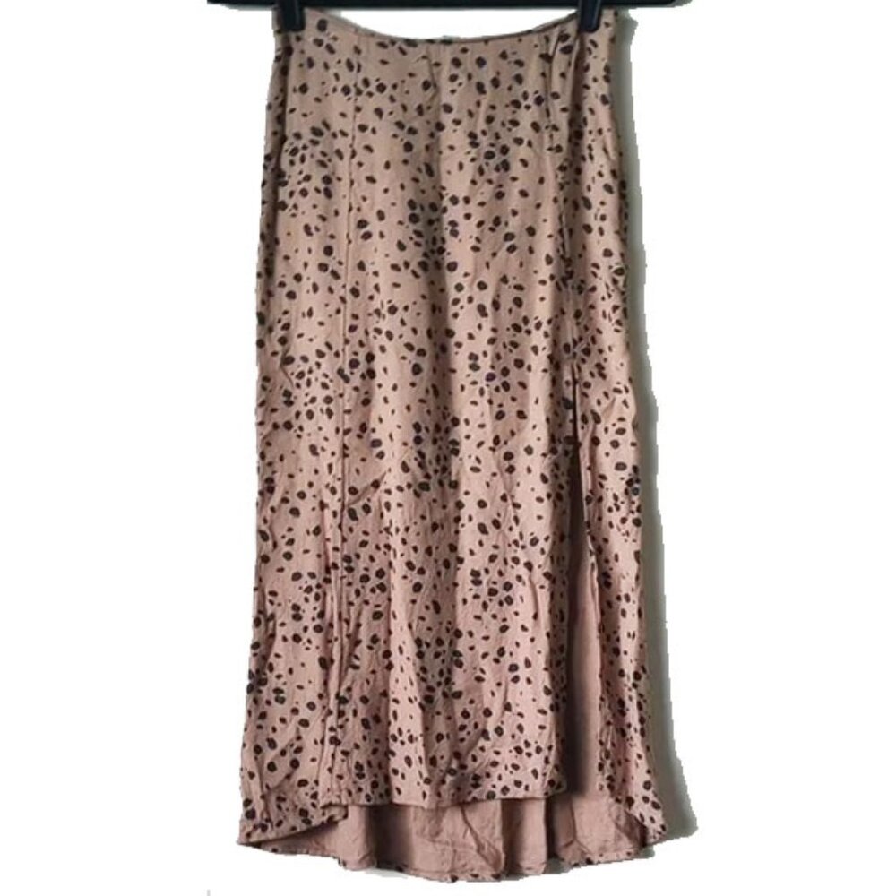 Abercrombie & Fitch Viscose A-line Flare Midi Skirt XSP Cheetah Animal Tan Black